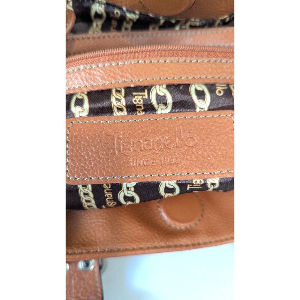 Tignanello Perfect 10 pebbled leather satchel top handle purse orange terracotta - Picture 11 of 14